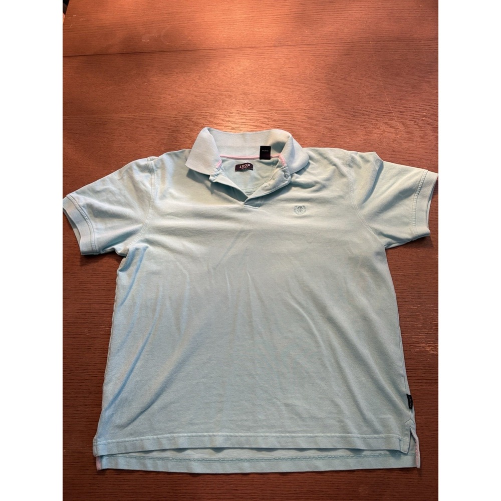 Izod Men's Golf Polo Shirt Medium Teal Great Condition Short Sleeve